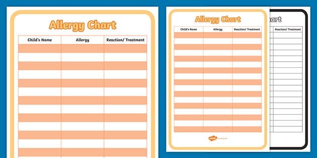 Allergy Alert Sheet