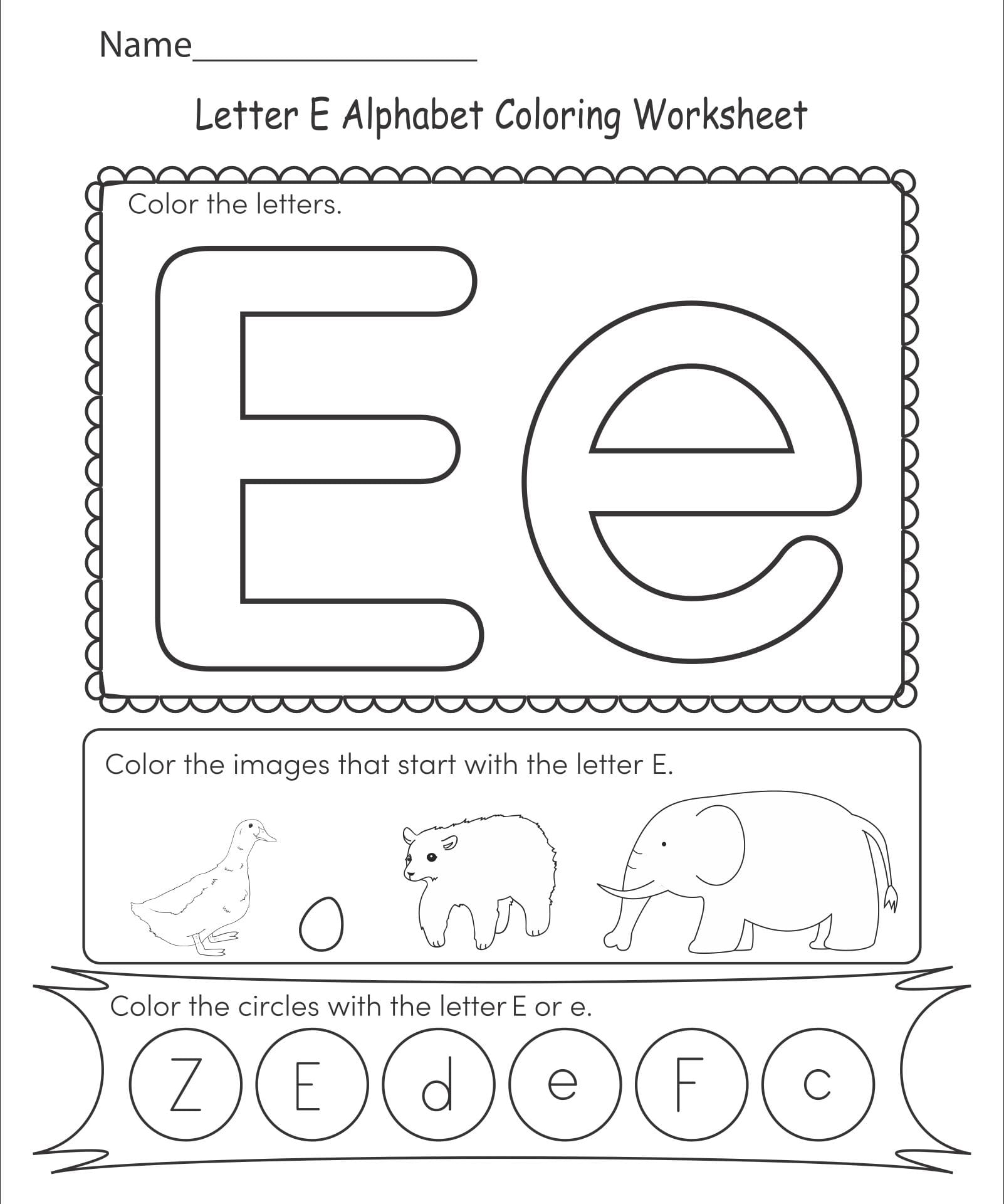 Alphabet Letter E Activities