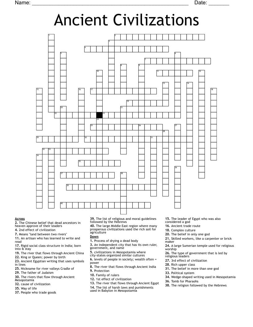 Ancient Civilizations Crossword