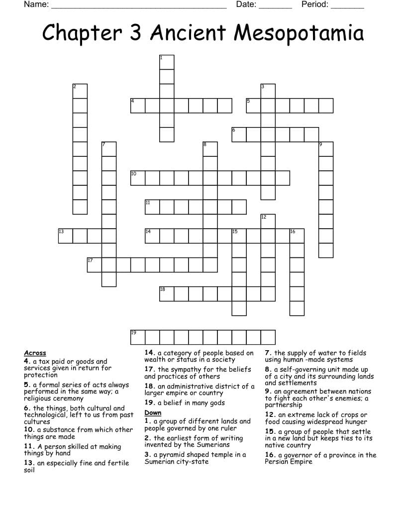 Ancient Mesopotamia Crossword