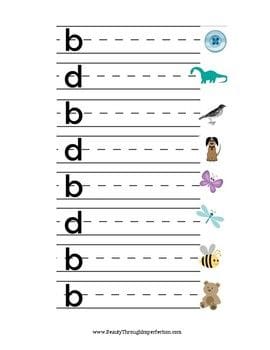 B and D Letter Recognition Worksheet