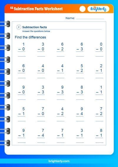 Basic Subtraction Facts