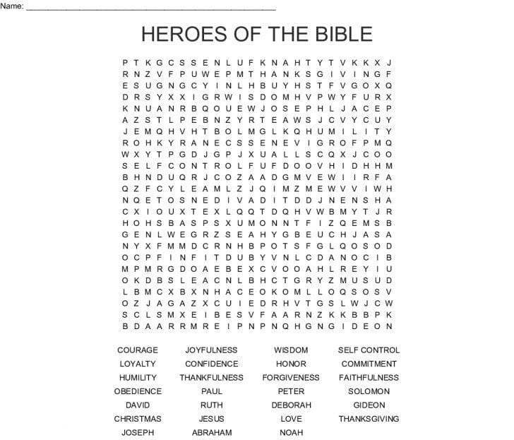 Bible Heroes Word Search