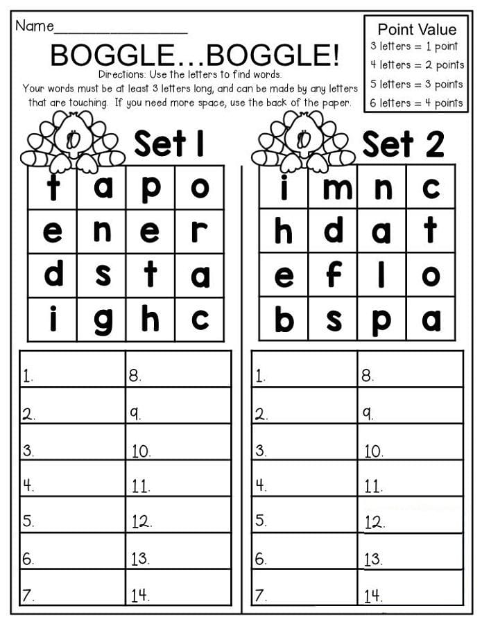 Boggle Printable: Free Word Game Sheets For All Ages