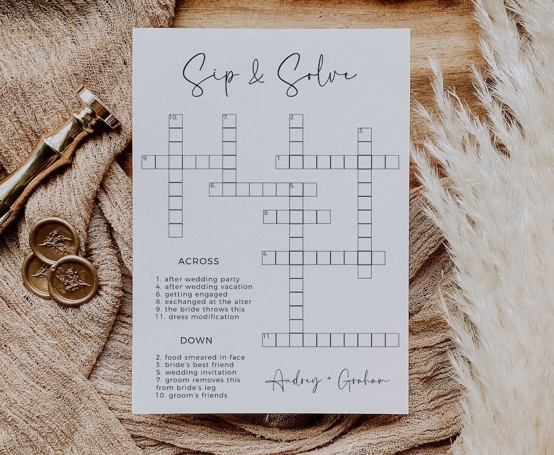 Bridal Shower Crossword Puzzle