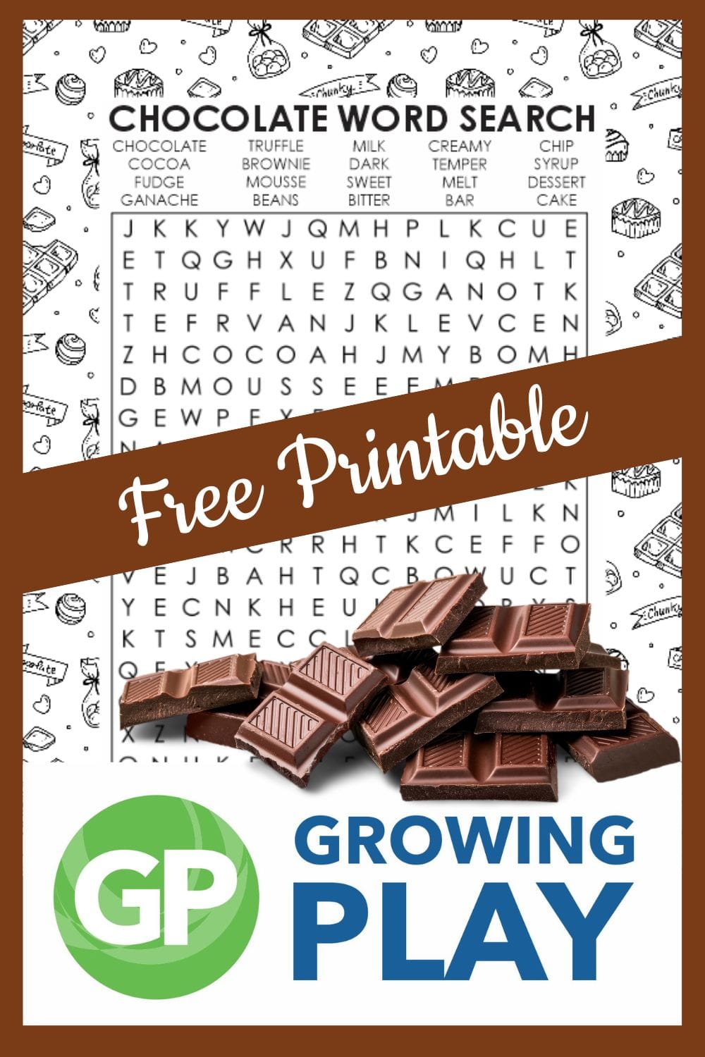 Chocolate-Themed Word Search Puzzle