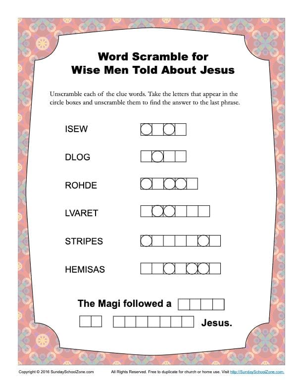 Christmas Bible Verses Word Scramble