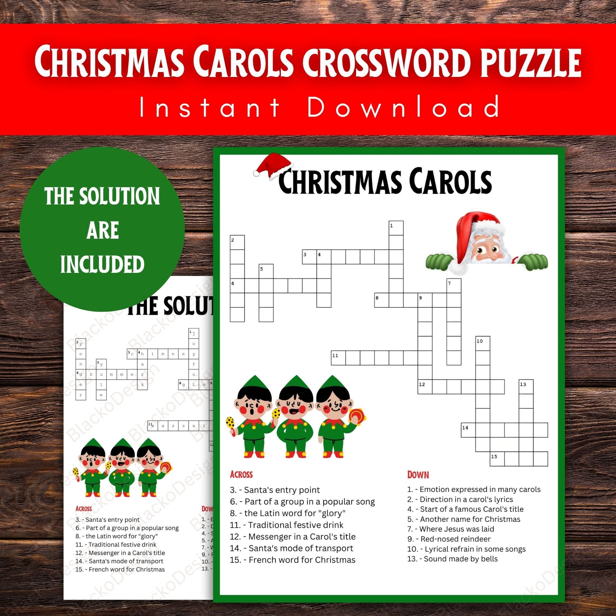 Christmas Carol Crossword Puzzle