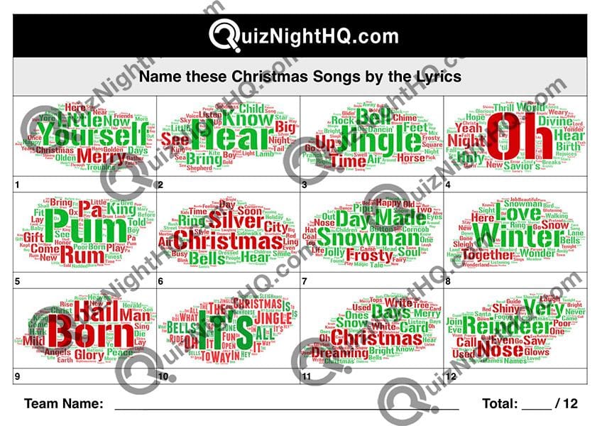 Christmas Carol Lyrics Quiz