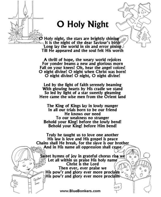 Christmas Carol Lyrics Quiz Printables