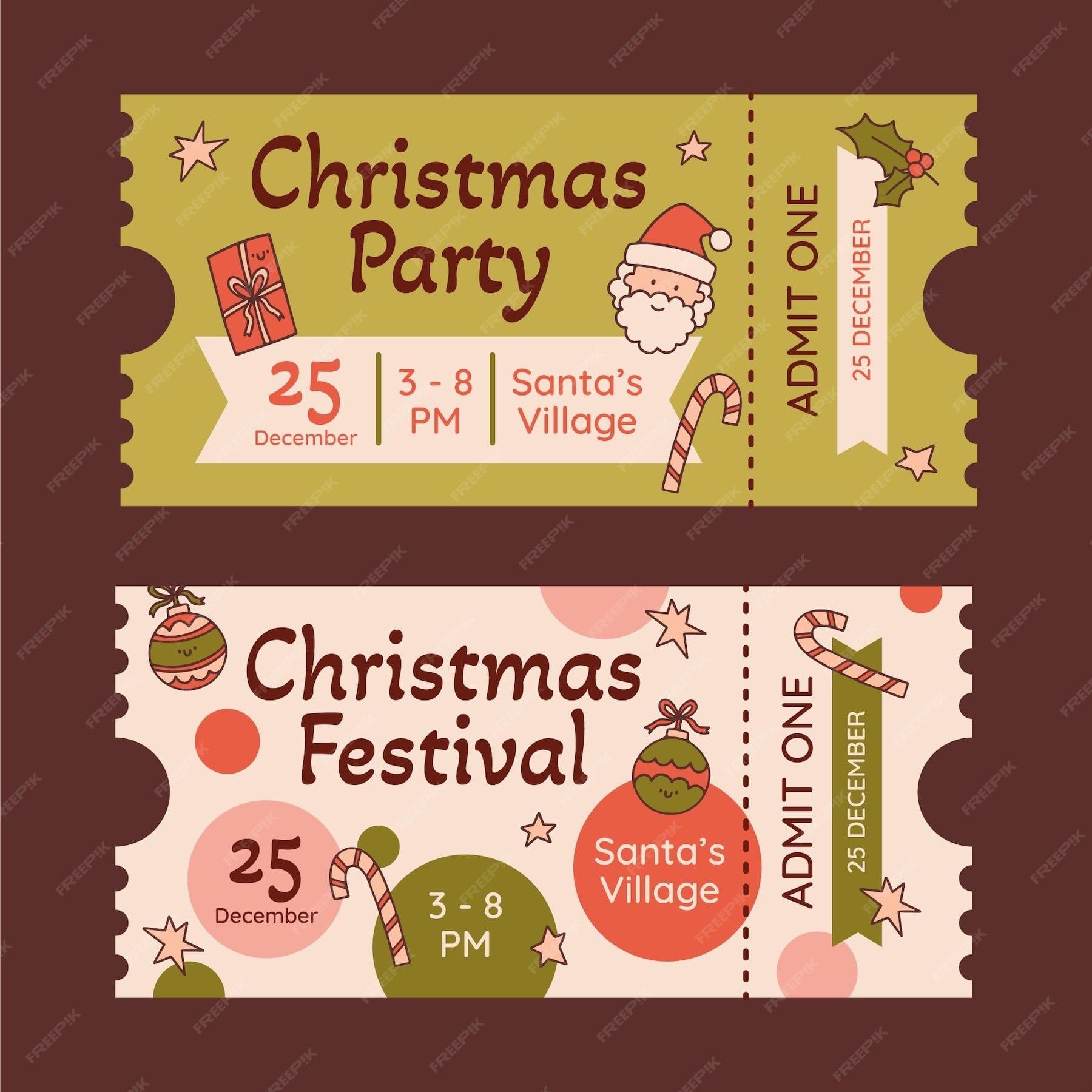 Christmas Party Tickets: Free Printable Templates