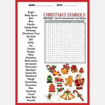 Christmas Symbols Word Search