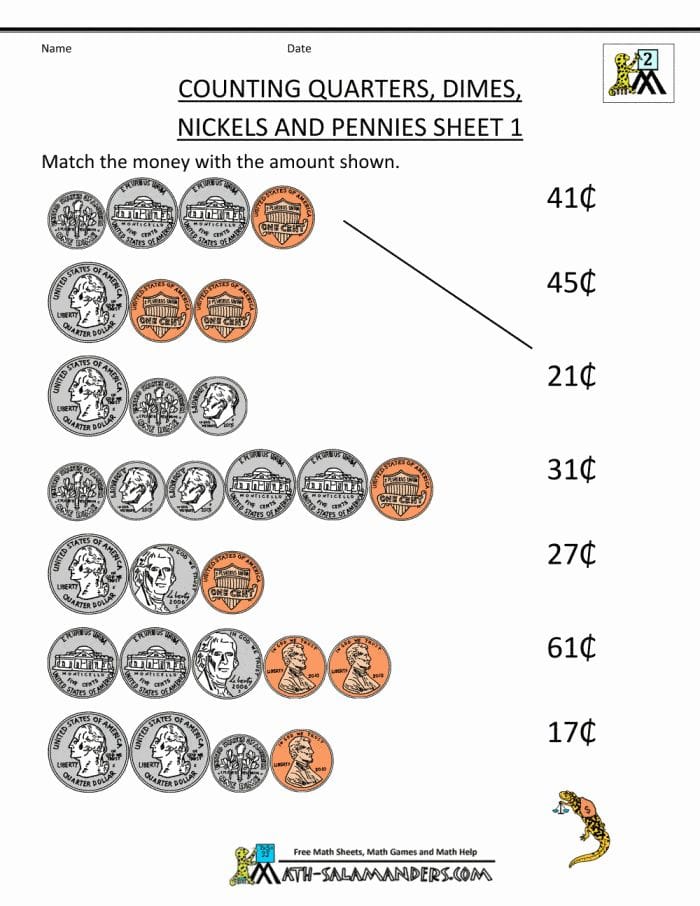 Coin Counting Worksheets