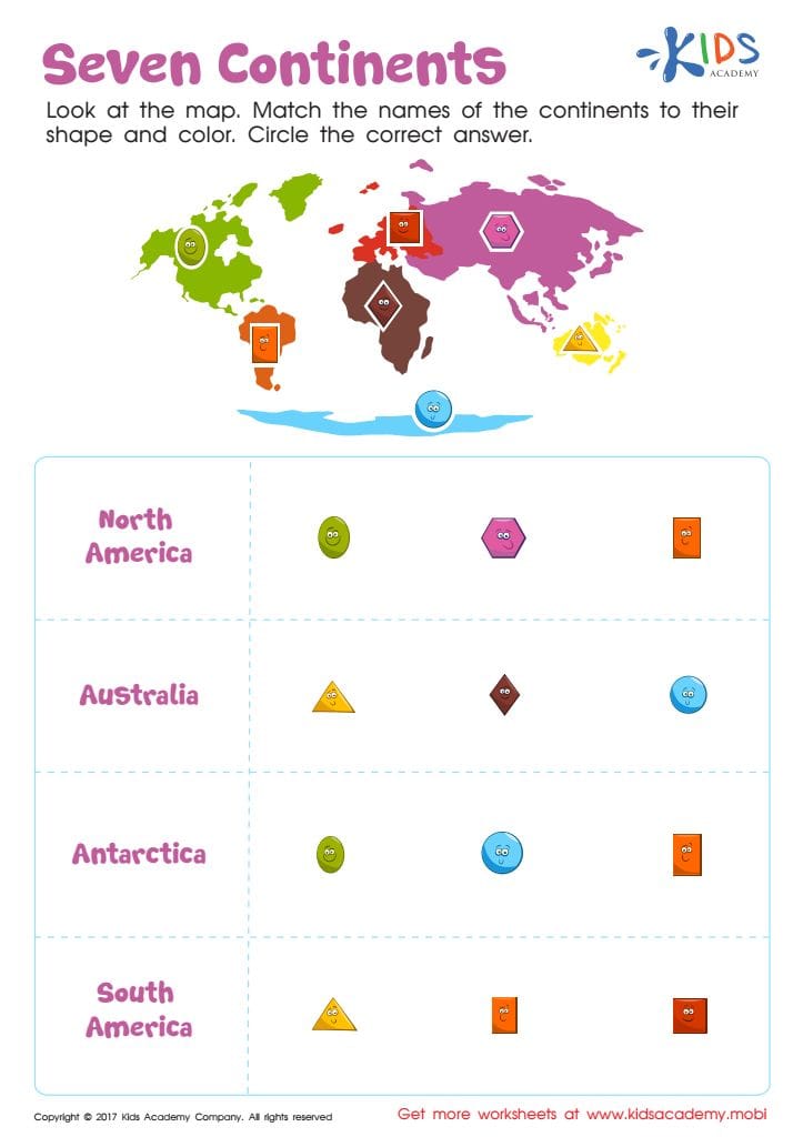 Continents Worksheets for Kids