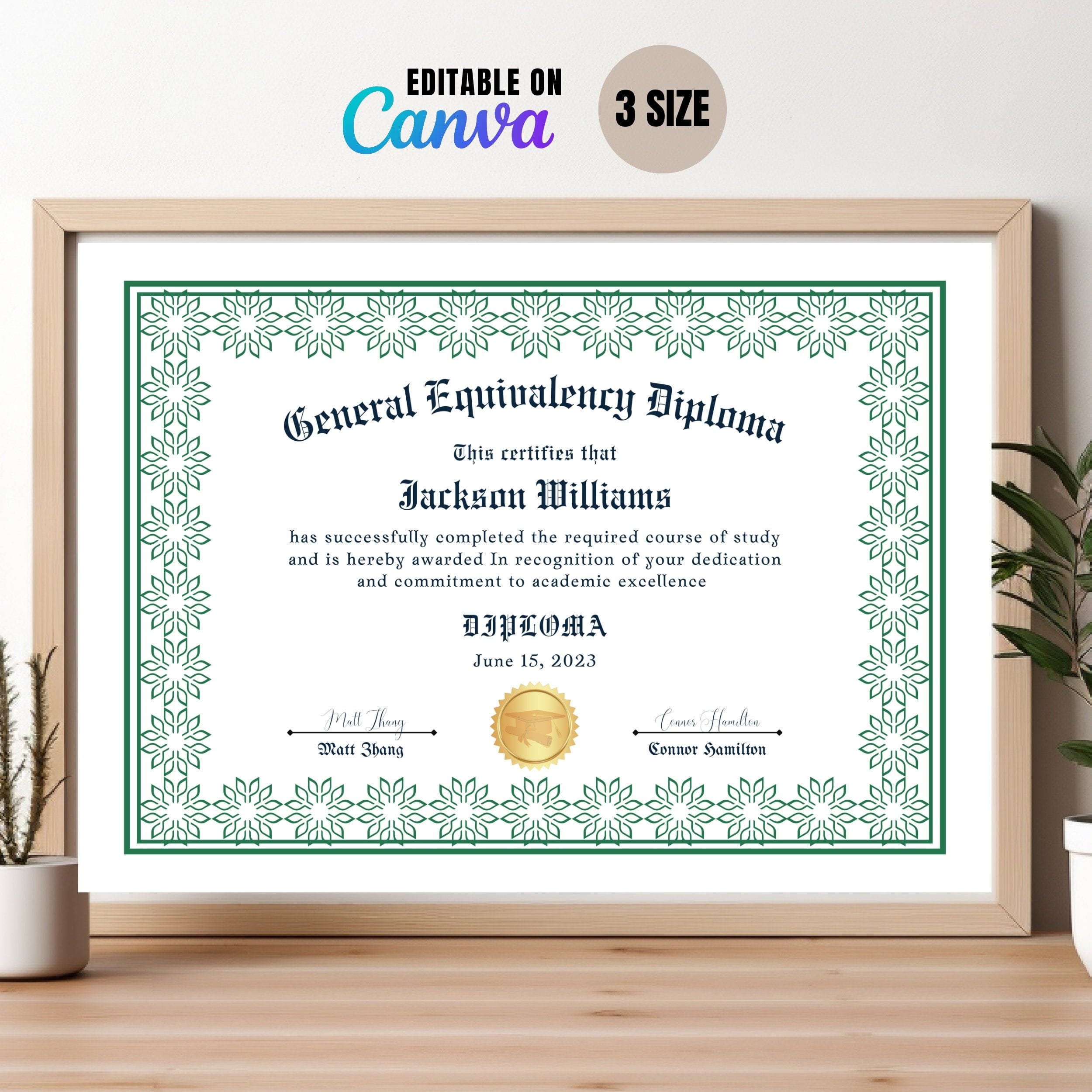 Customizable GED Certificate Template