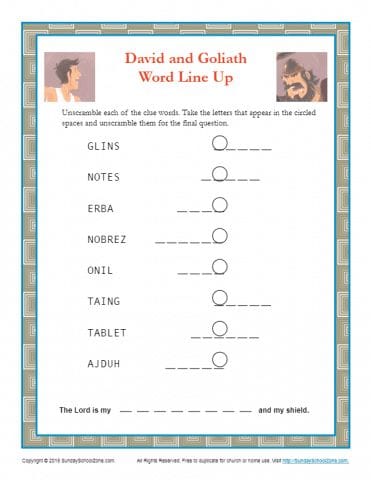 David and Goliath Word Scramble