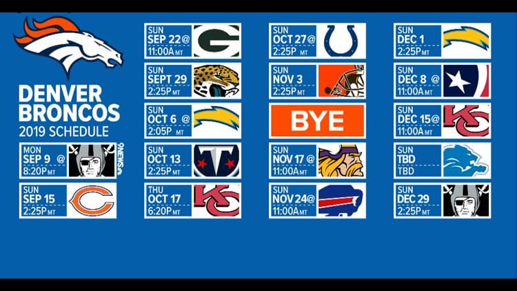 Denver Broncos 2019 Schedule