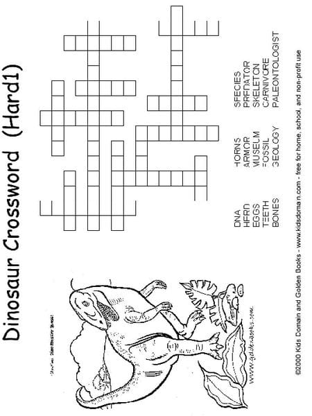 Dinosaur Crossword Puzzle