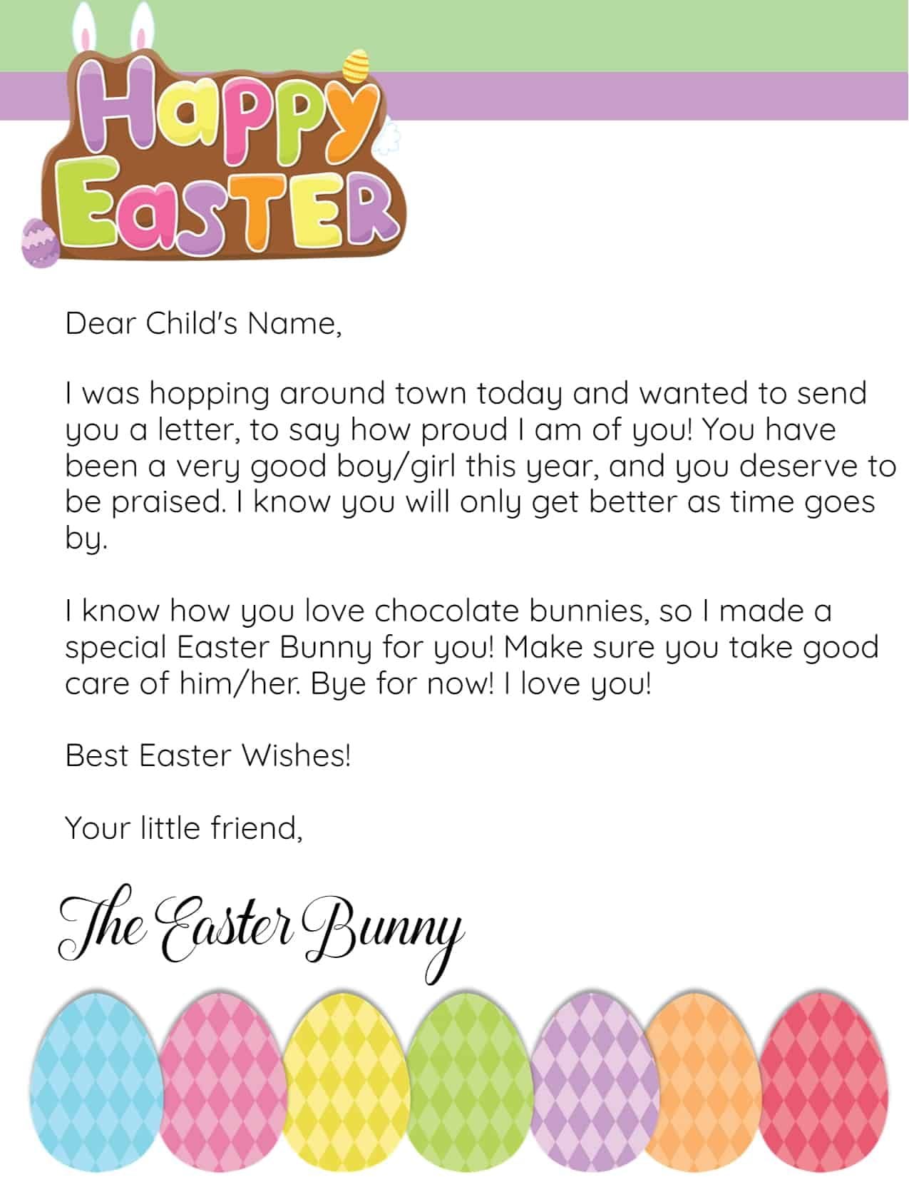 Easter Bunny Letter