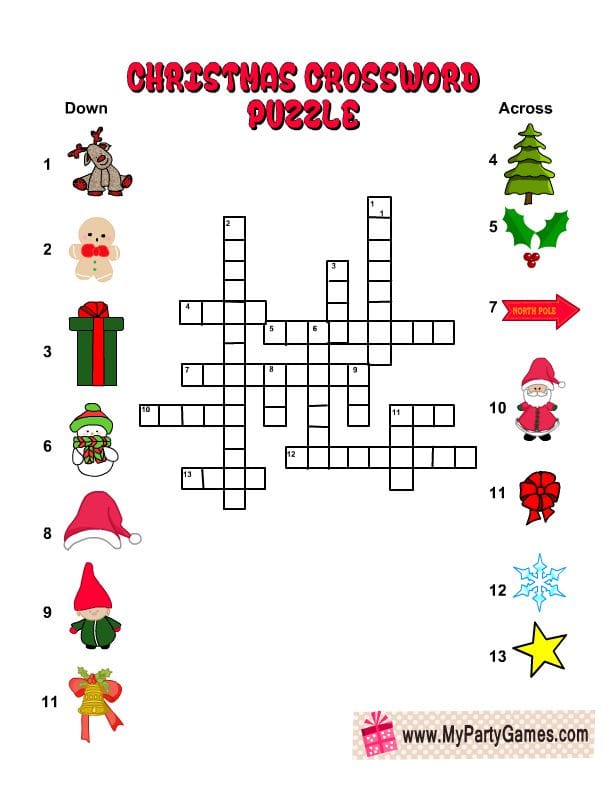 Easy Christmas Crossword Puzzle