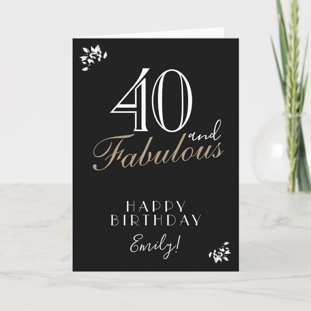 Elegant 40th Birthday Card