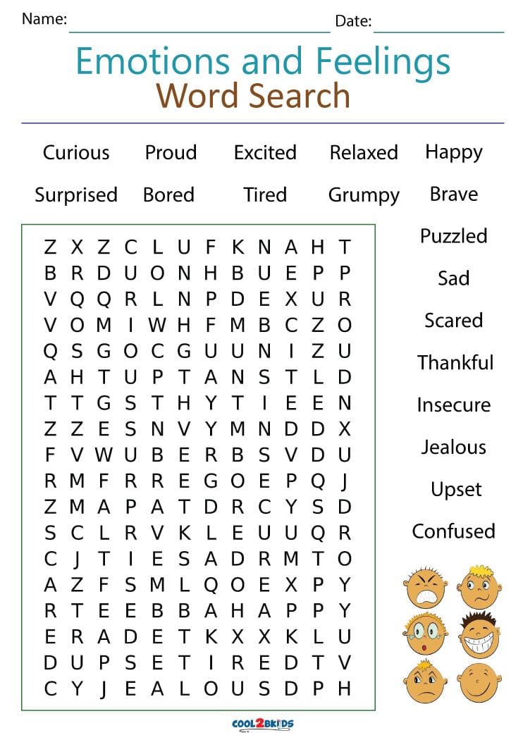 6 Emotional Word Searches to Print for Free