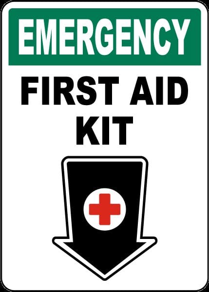 First Aid Kit Sign with Emergency Contact Information