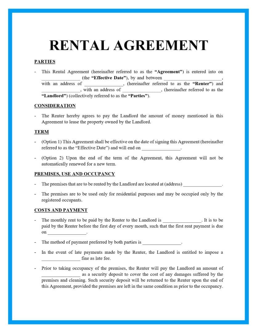 Free Basic Rental Agreement Pdf Download Template