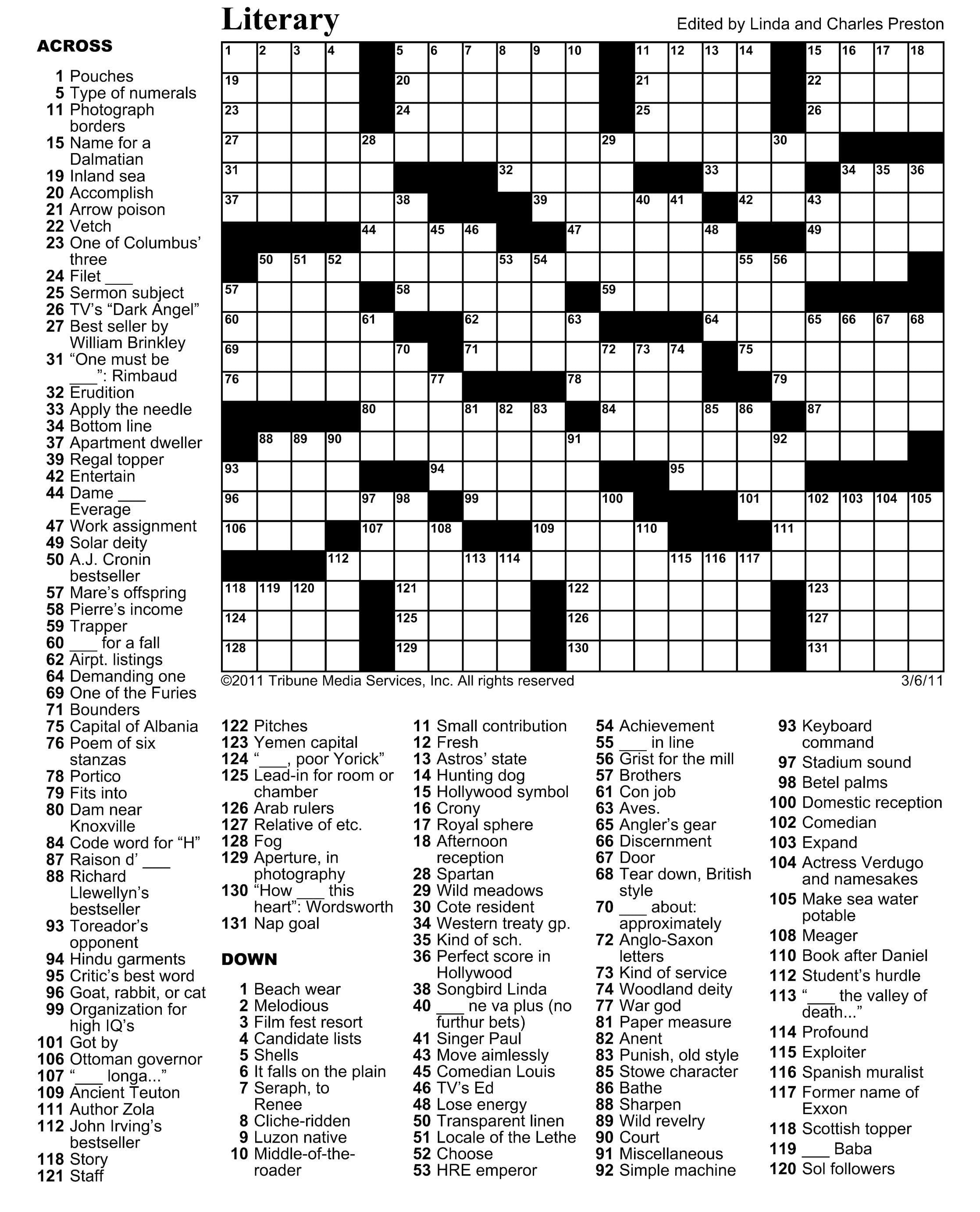 Free Printable Crossword Puzzles for Summer Fun