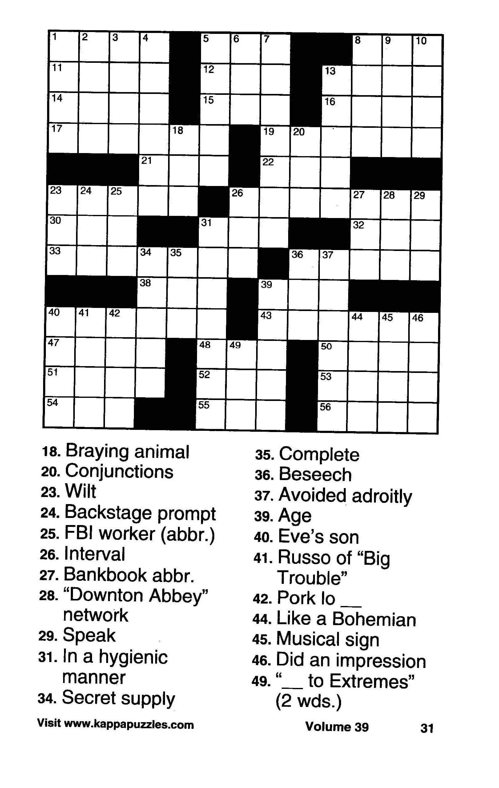 Free Printable Crossword Puzzles