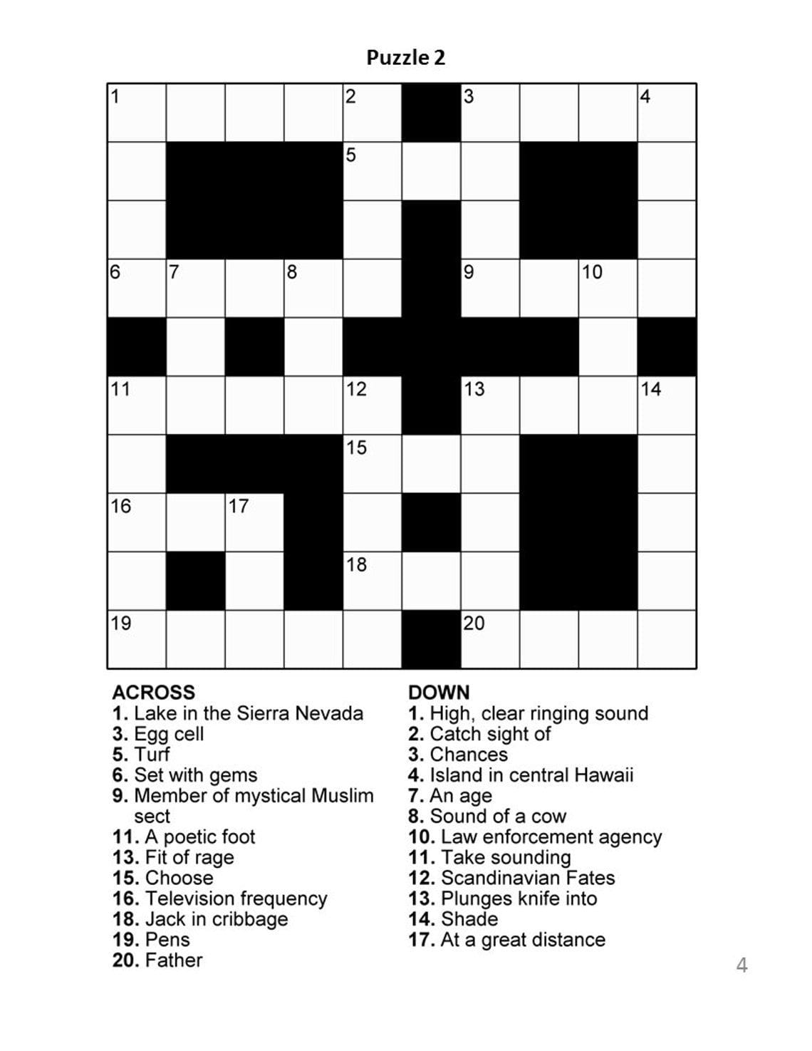 Free Printable Crossword Puzzles