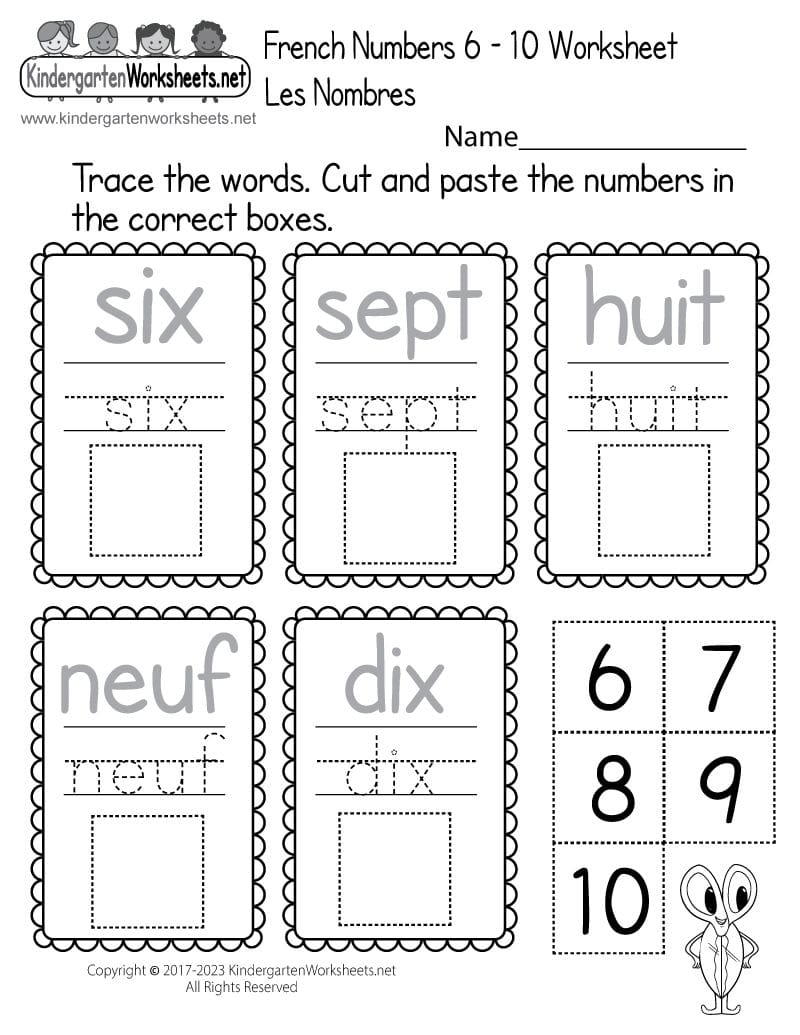 Free Printable French Worksheets