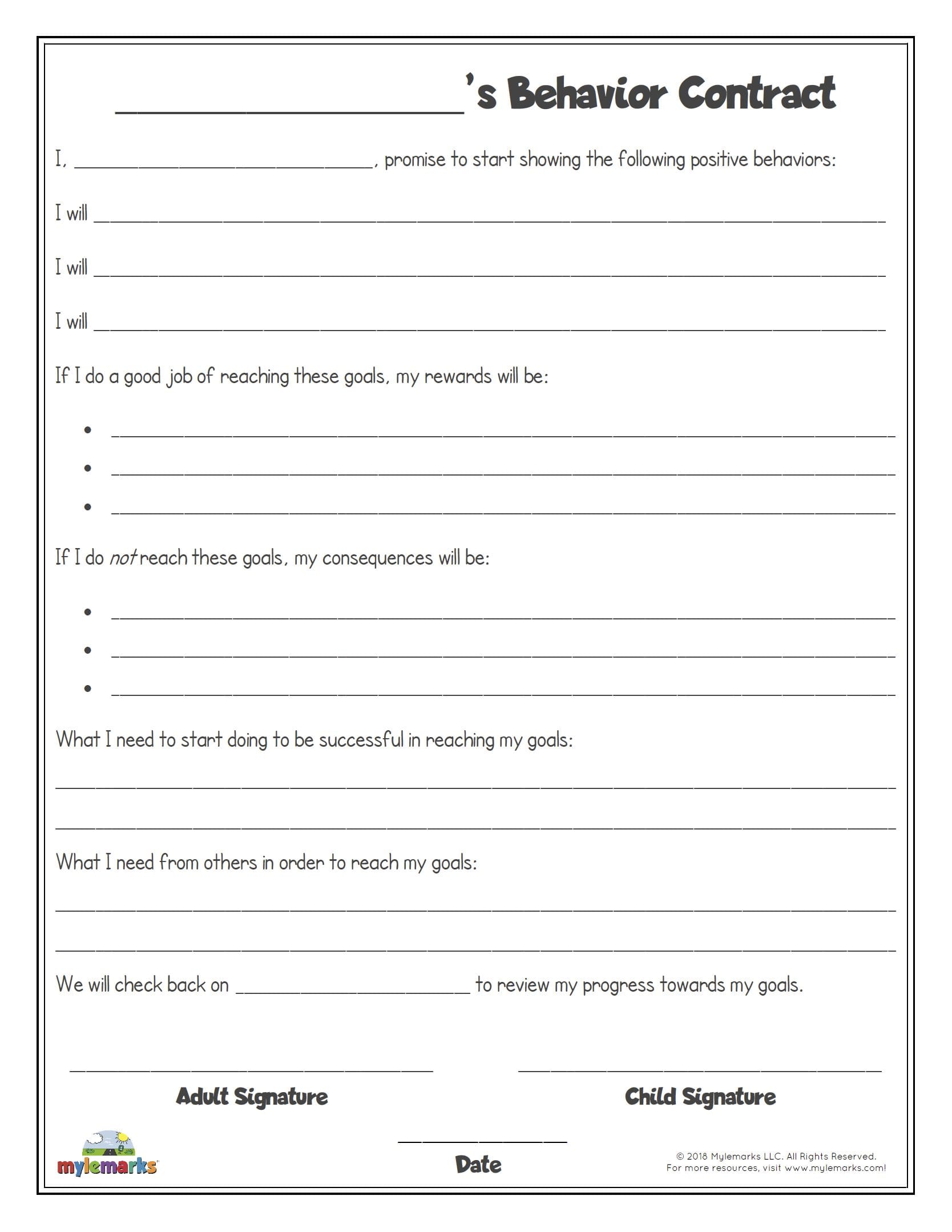 Free Printable Positive Behavior Worksheets