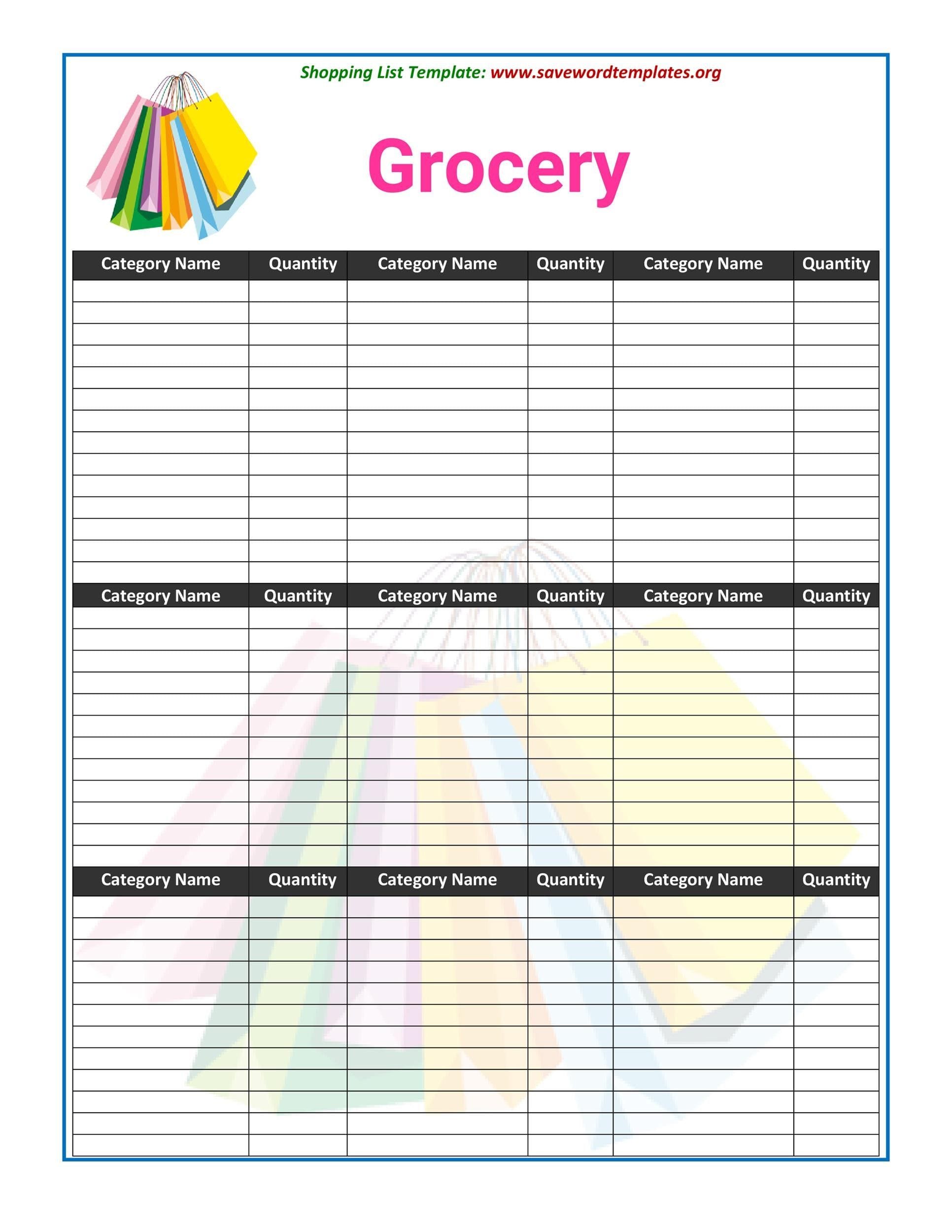 Free Printable Shopping List Templates For Easy Grocery Runs