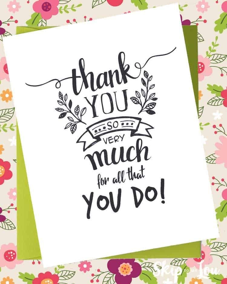 Free Printable Thank You Notes To Show Appreciation