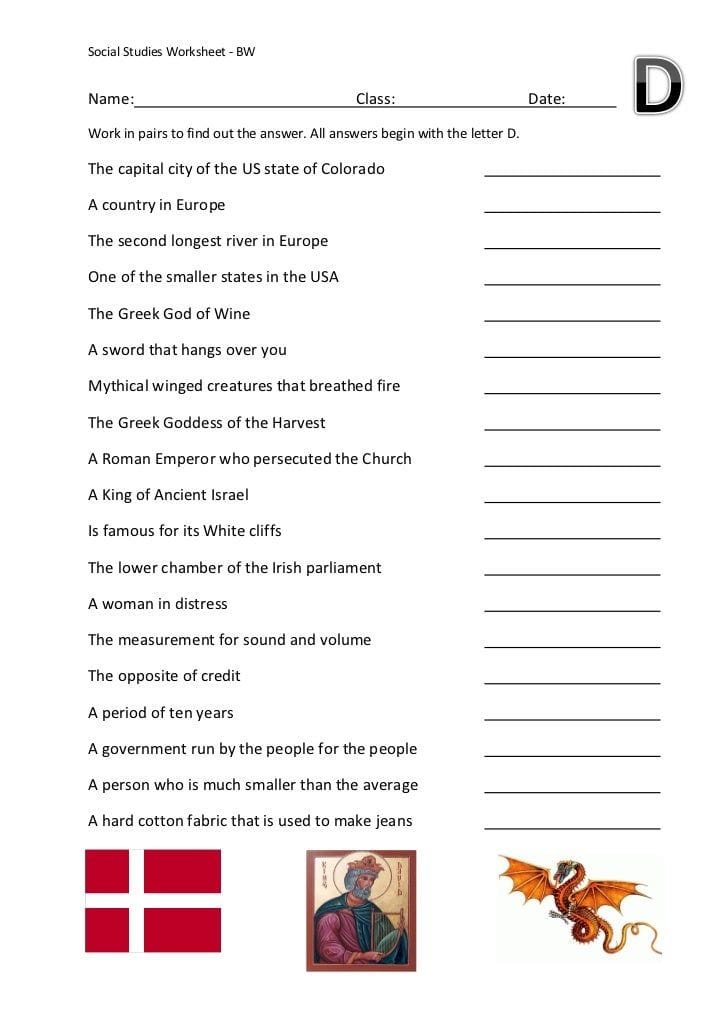 Free Social Studies Worksheets for 3rd Grade