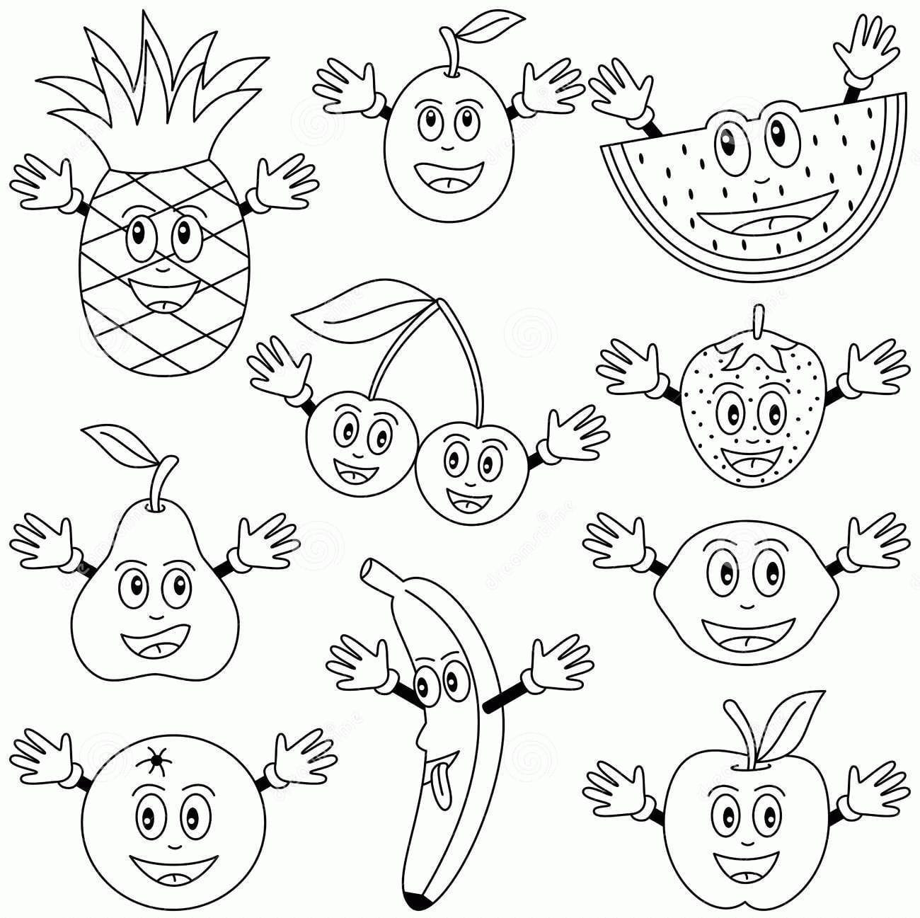 Fruits and Veggies Coloring Page