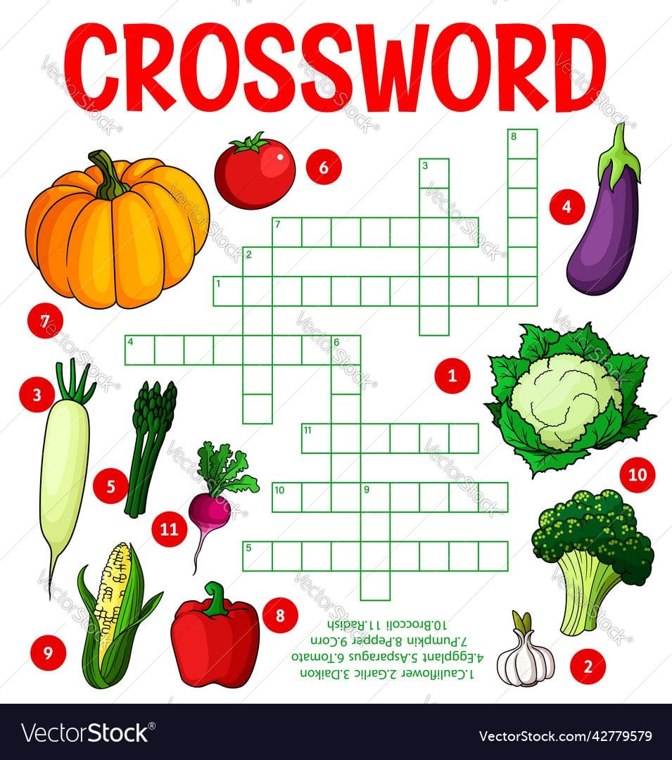 Fruits and Veggies Crossword Puzzle