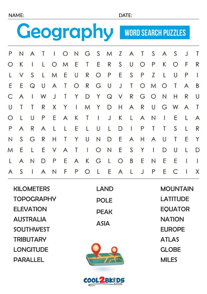 Geography Word Search: Countries of the World