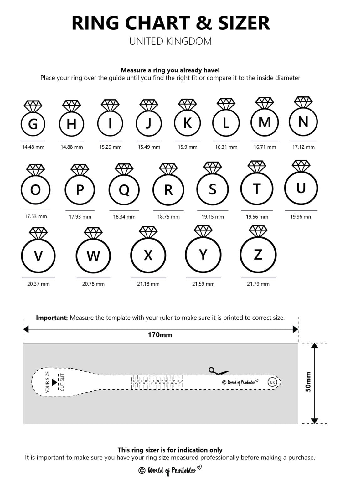 Get Accurate Fit With Printable Ring Sizer Chart Uk