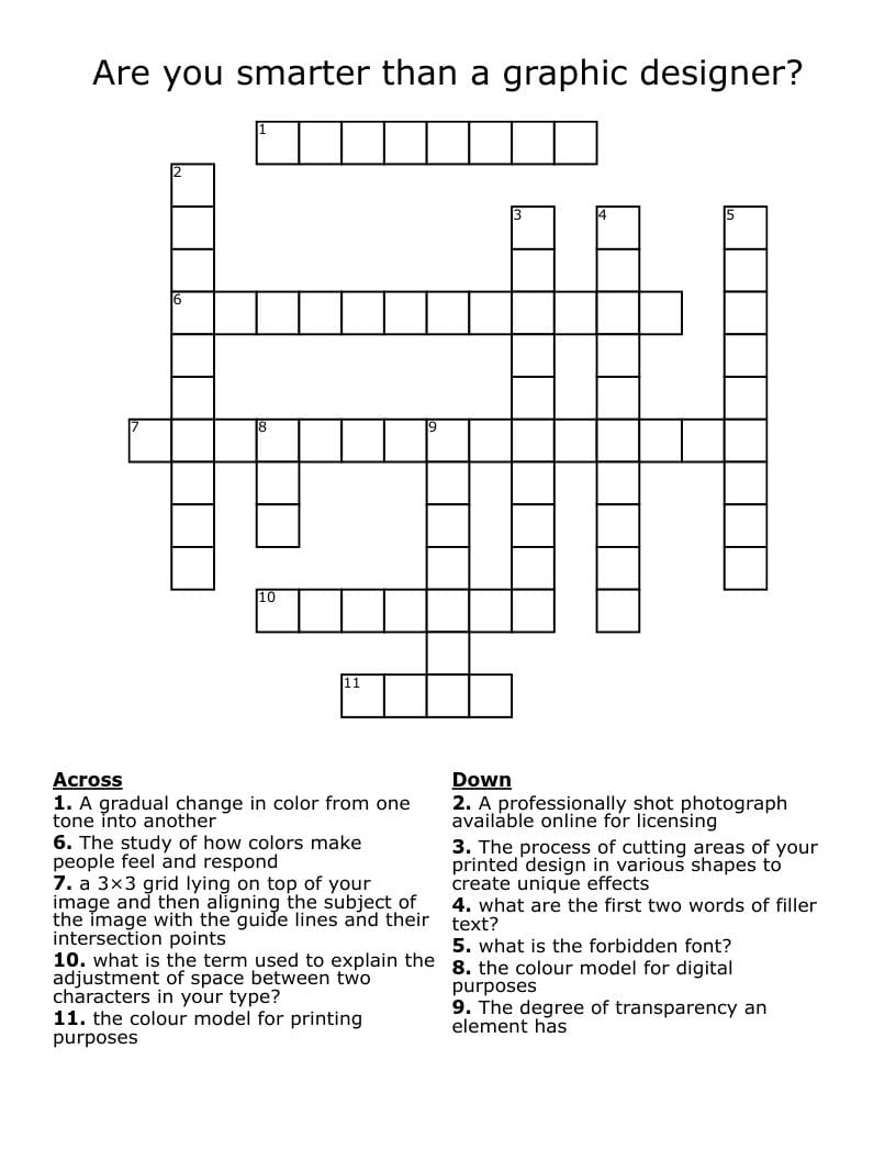 Creating a Crossword in a Graphic Design Tool