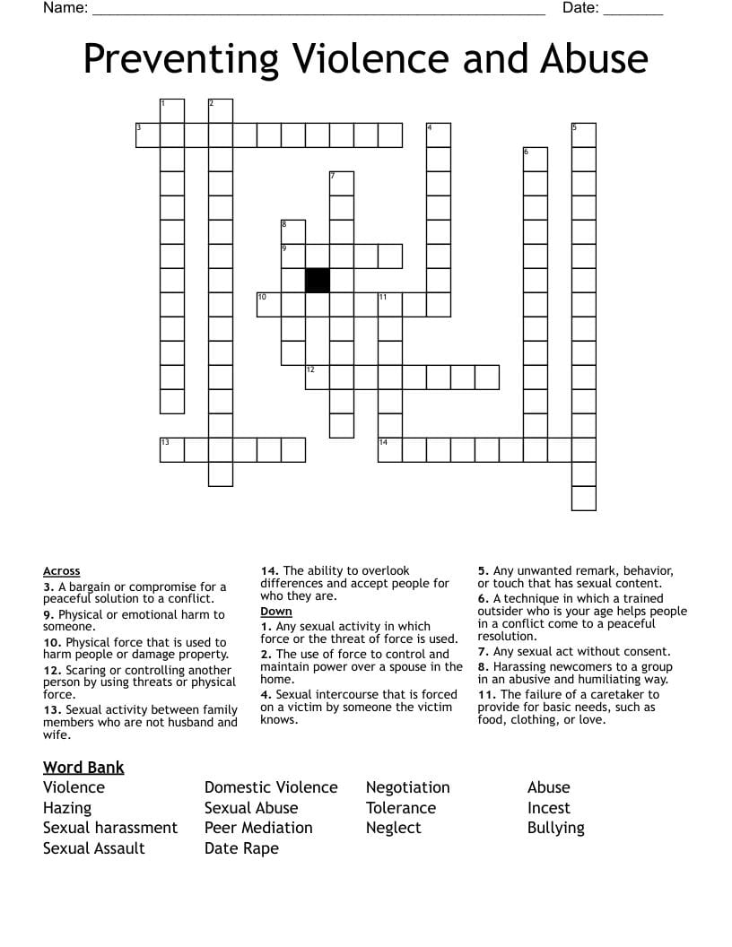 Graphic Violence Crossword