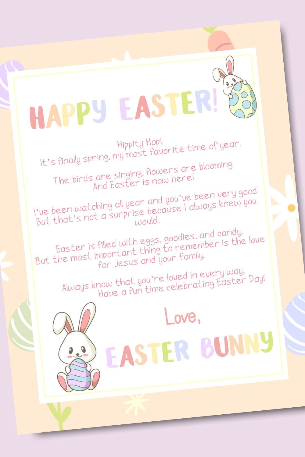 Heartfelt Easter Bunny Letter