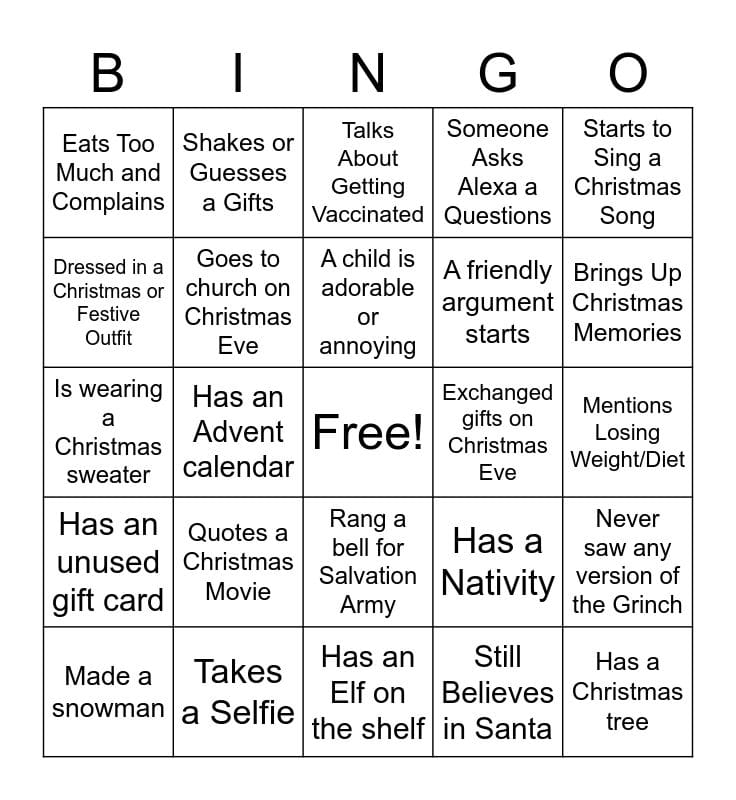 Holiday-themed Icebreaker Bingo