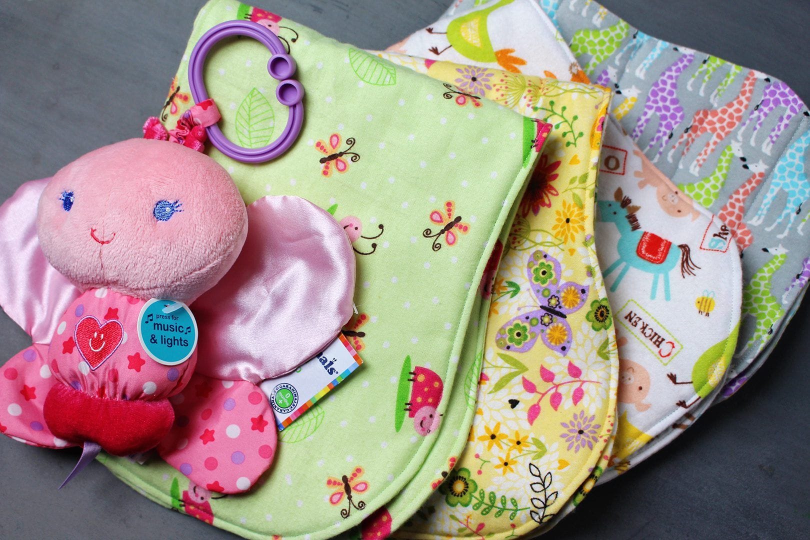 Homemade burp cloth with cute design