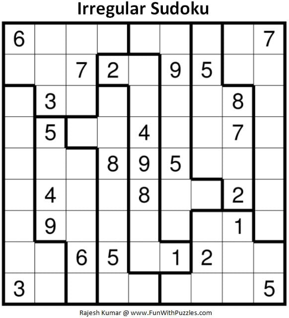 Irregular Sudoku Printable Puzzles