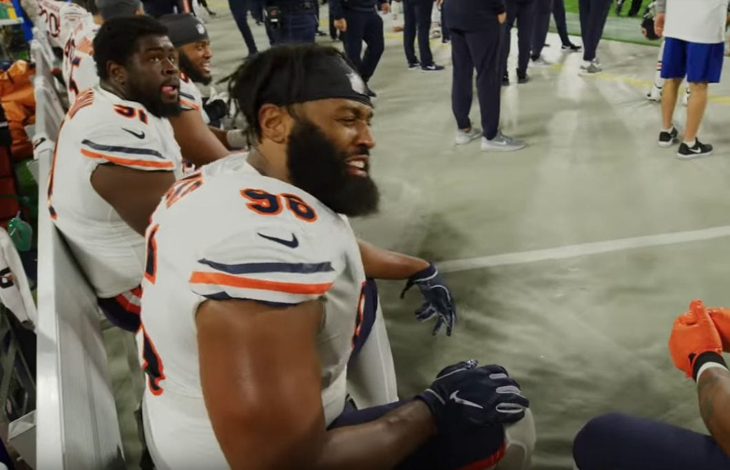 Khalil Mack, Akiem Hicks, and Roquan Smith