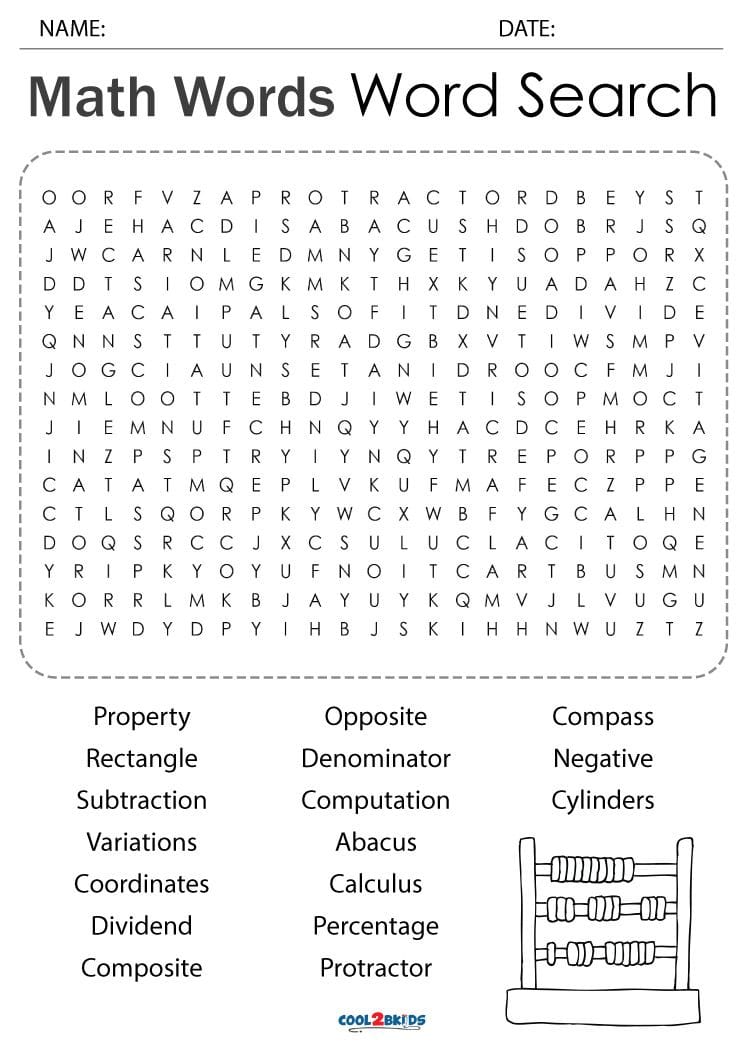 Math Word Search: Geometry