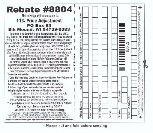 Menards 11% Price Adjustment Rebate