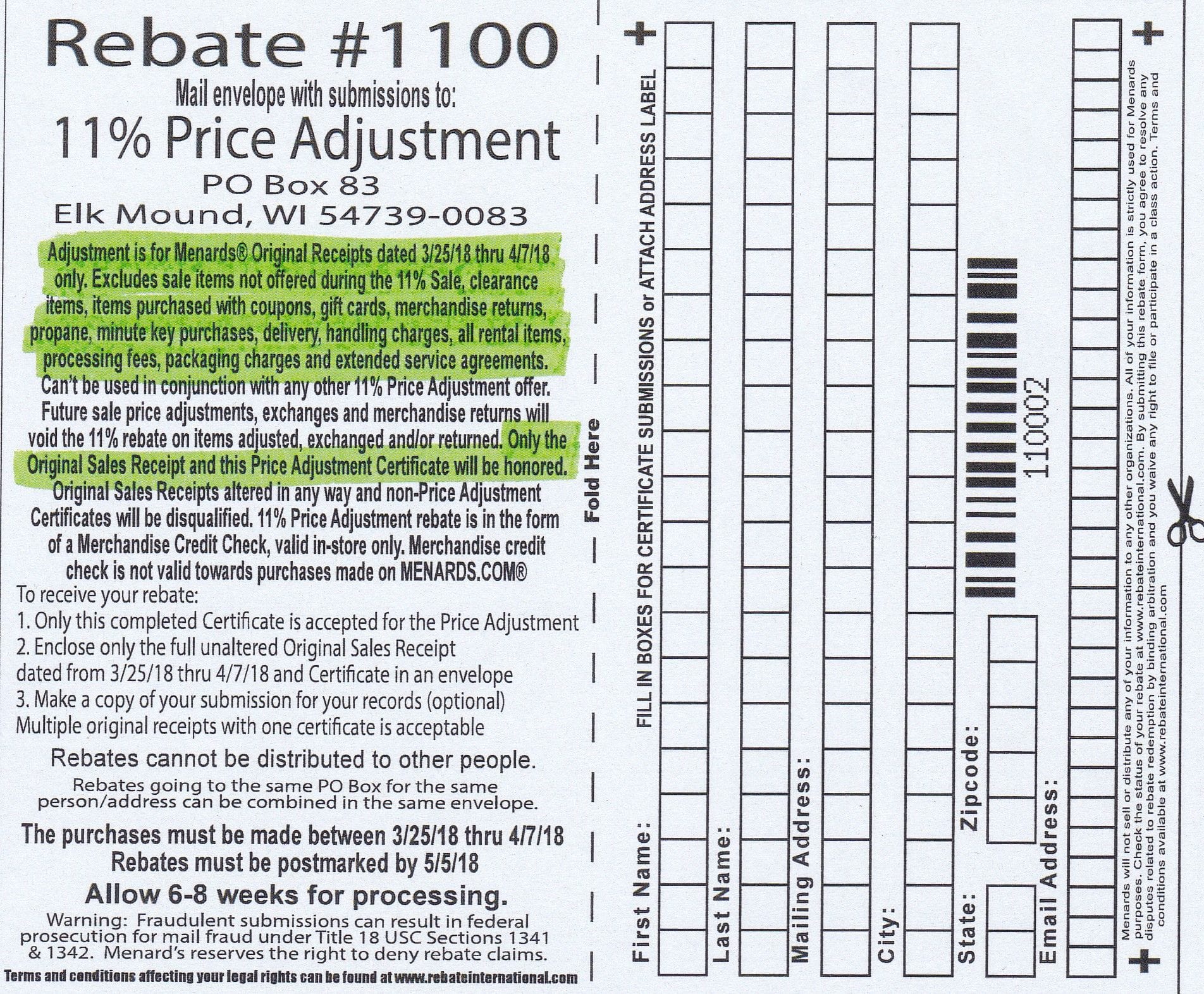 Menards Price Adjustment Rebate Form 2020 Guide